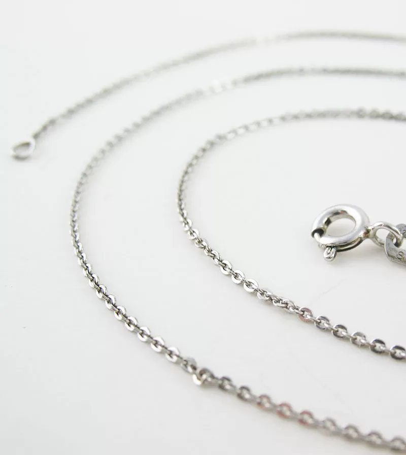 1 mm Diamond-Cut Cable Chain, Rhodium-Plated Sterling Silver