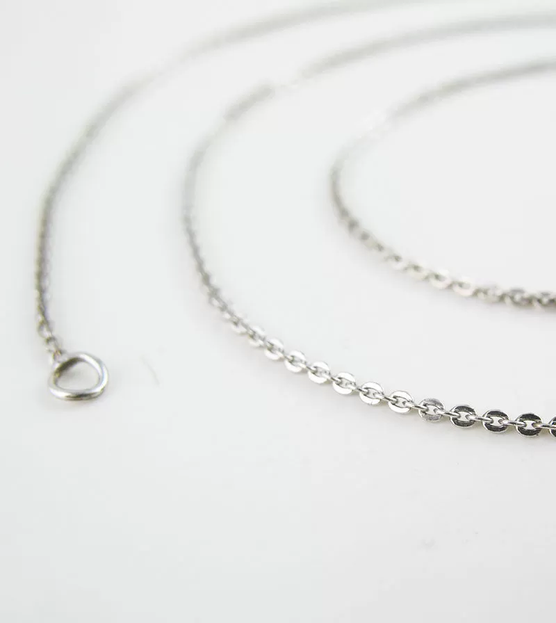 1 mm Diamond-Cut Cable Chain, Rhodium-Plated Sterling Silver