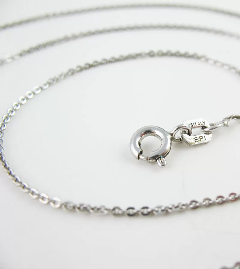 1 mm Diamond-Cut Cable Chain, Rhodium-Plated Sterling Silver