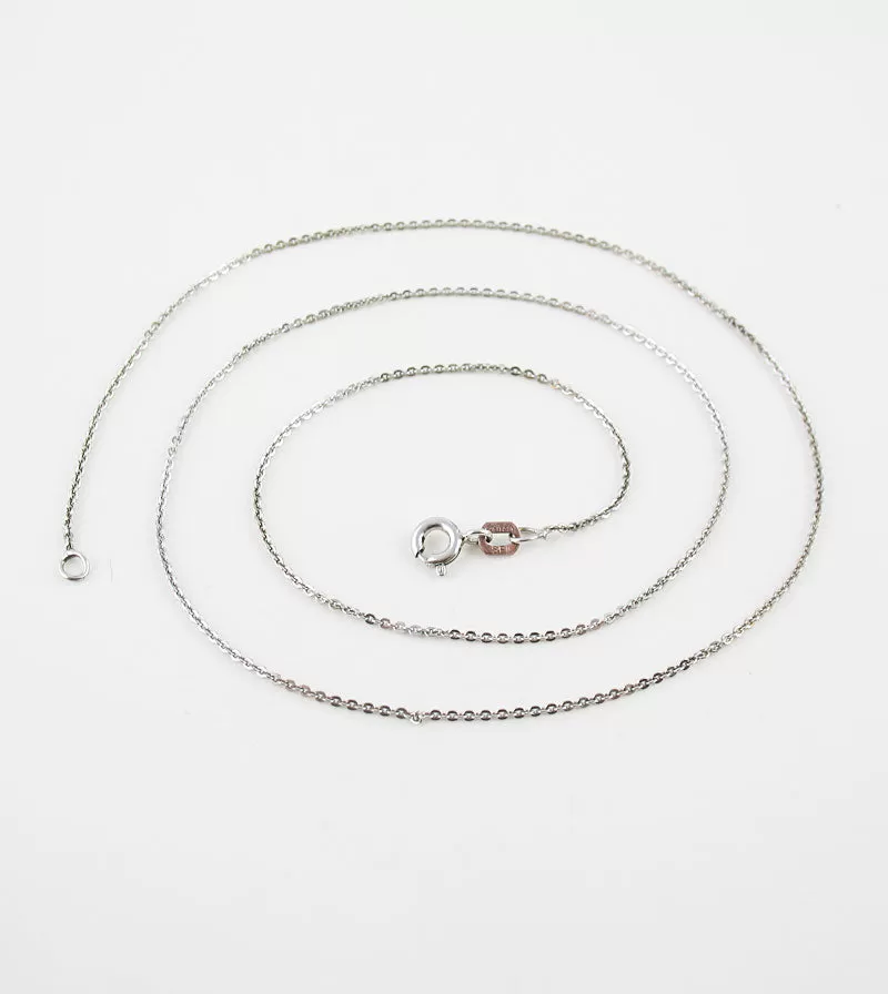 1 mm Diamond-Cut Cable Chain, Rhodium-Plated Sterling Silver