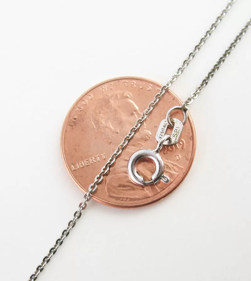 1 mm Diamond-Cut Cable Chain, Rhodium-Plated Sterling Silver