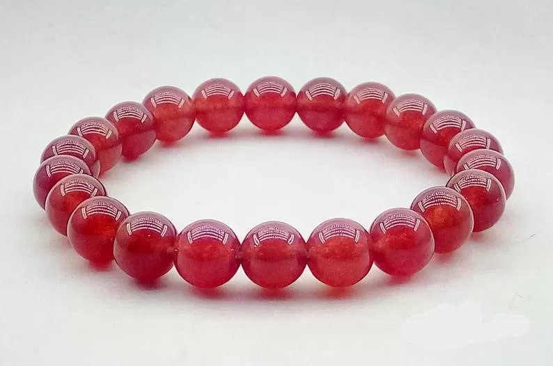 10mm Natural Red Ruby Bead Bracelet