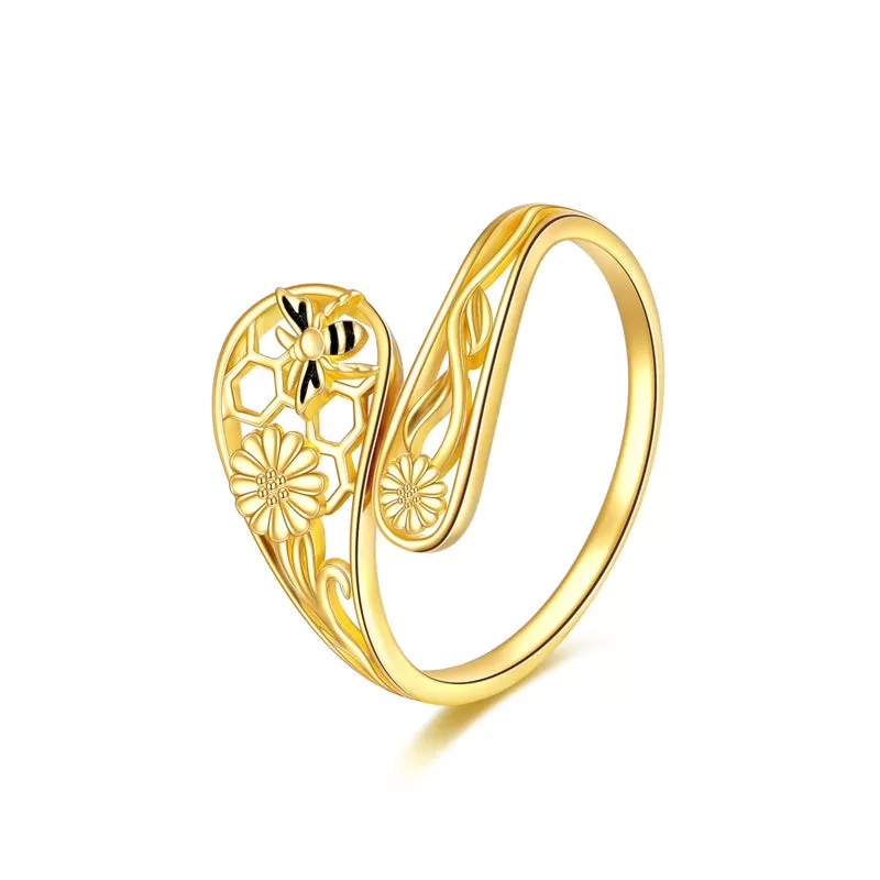 14k Gold Adjuatable Spoon Ring Open Ring Jewelry Gifts for Women Girls Her