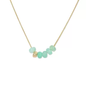 18K Gemstone Six Bead Necklace with Chrysoprase