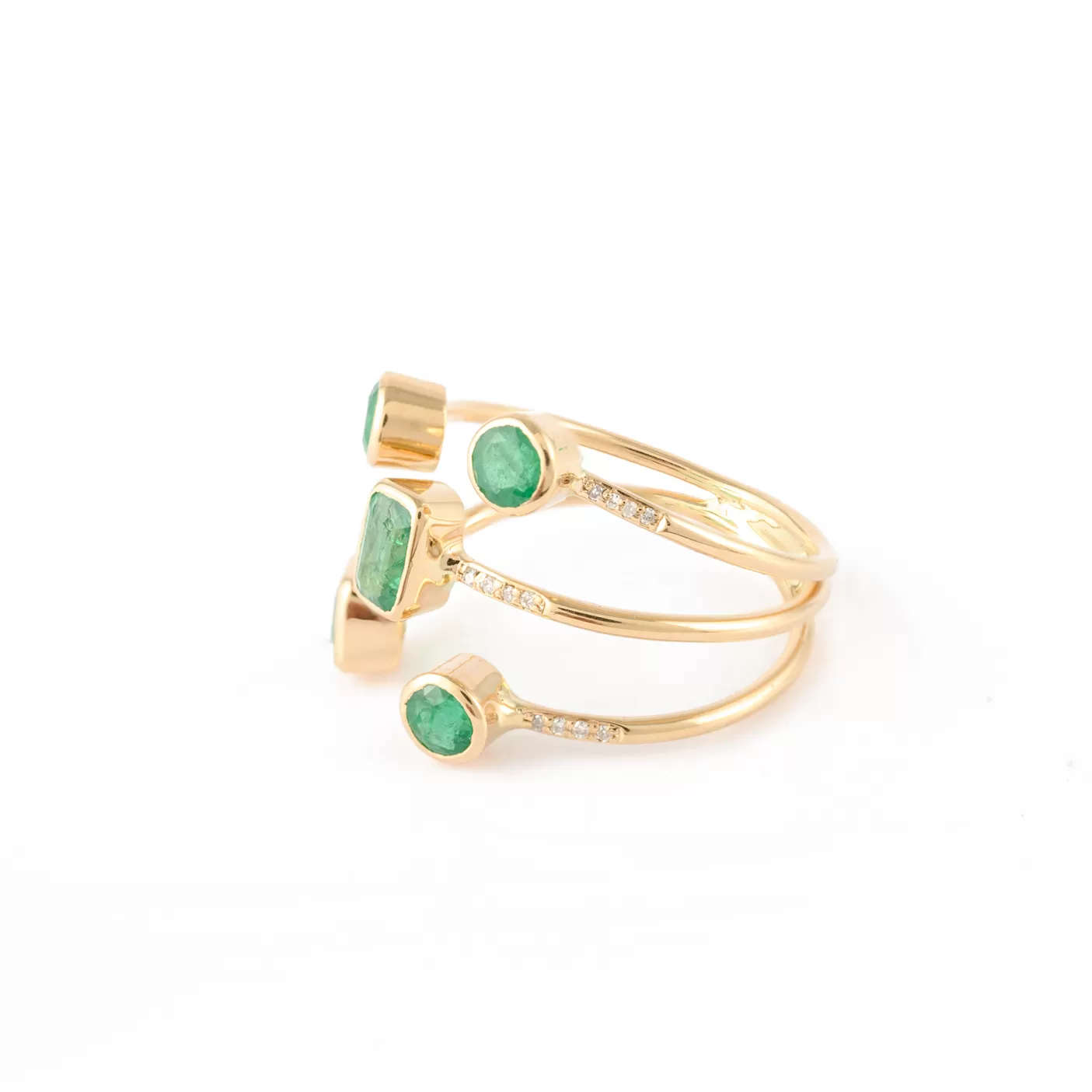 18K Yellow Gold Emerald Adjustable Ring