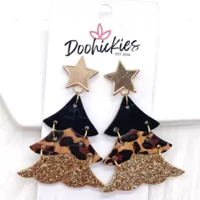 2.5 Metallic Leopard Christmas Tree Earrings