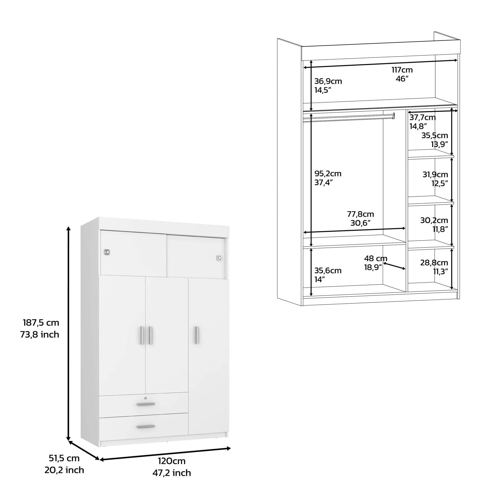 47 White Four Drawer Dresser