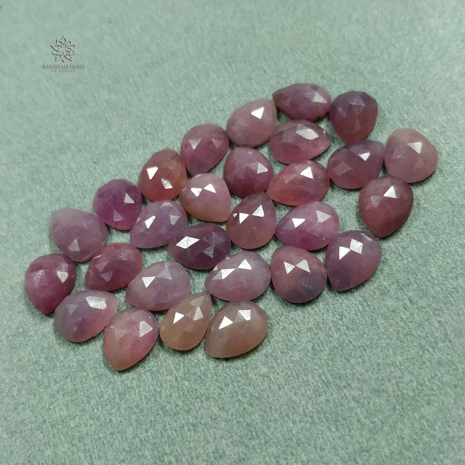 48.05cts Natural Untreated PINK Sapphire Gemstone Pear Shape Rose Cut 10*7mm*3(h)mm 28pcs Lot For Jewelry