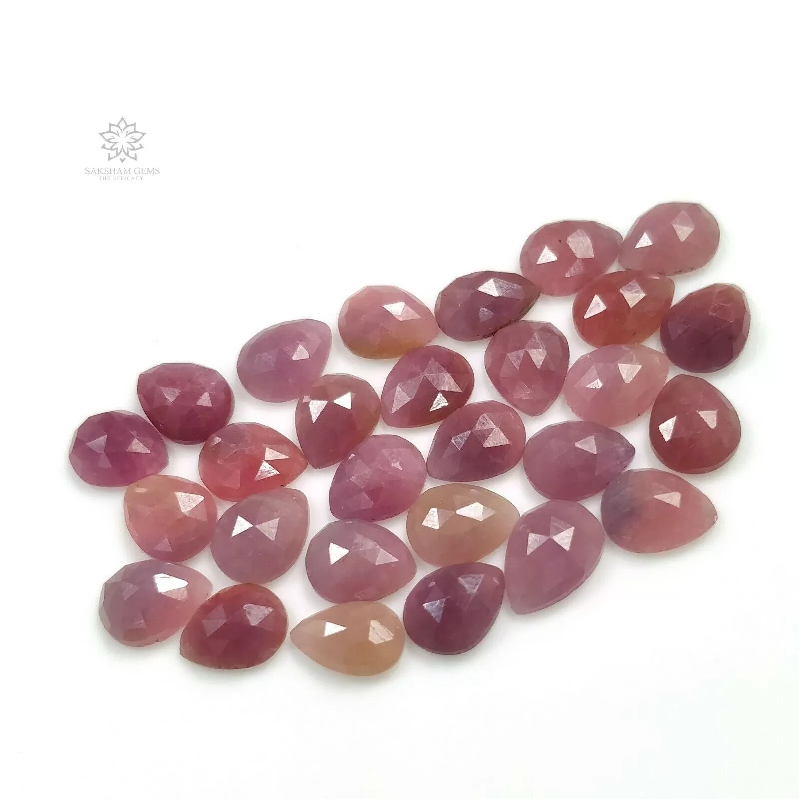 48.05cts Natural Untreated PINK Sapphire Gemstone Pear Shape Rose Cut 10*7mm*3(h)mm 28pcs Lot For Jewelry