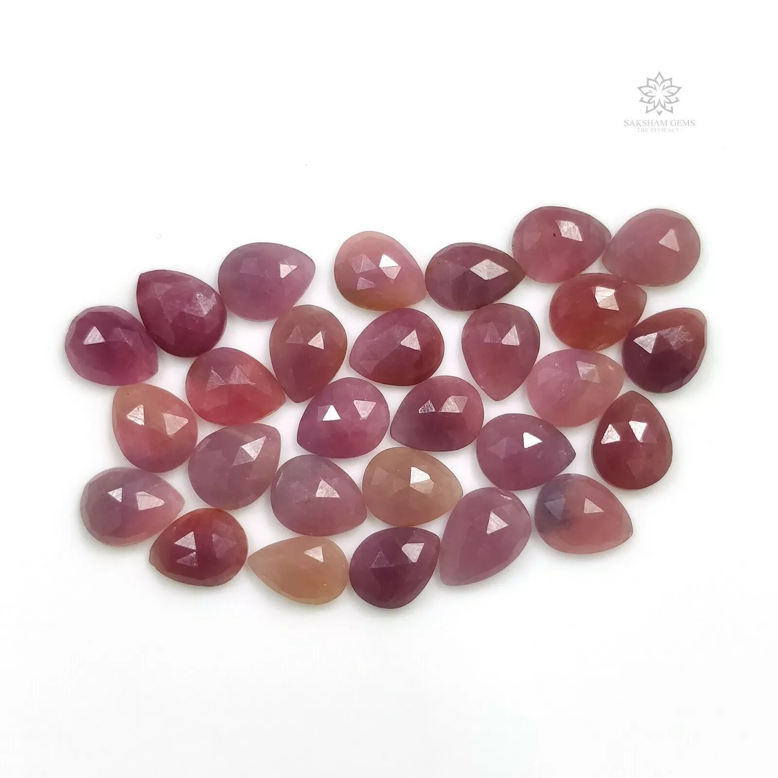 48.05cts Natural Untreated PINK Sapphire Gemstone Pear Shape Rose Cut 10*7mm*3(h)mm 28pcs Lot For Jewelry