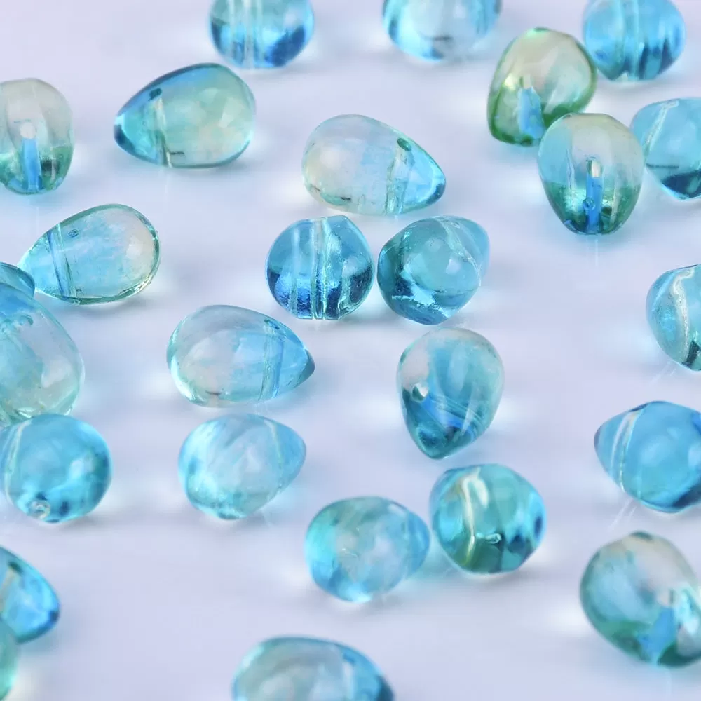 6*9mm Glass Teardrop Beads Czech beads Glass drop Beads Glass Beads Tiny Drops Seed Beads light blue 50pcs