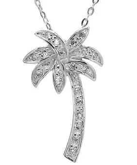 925 Silver CZ Pendant Palm Necklace