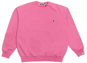 A Bathing Ape Ape Head One Point Overdye Crewneck in Pink