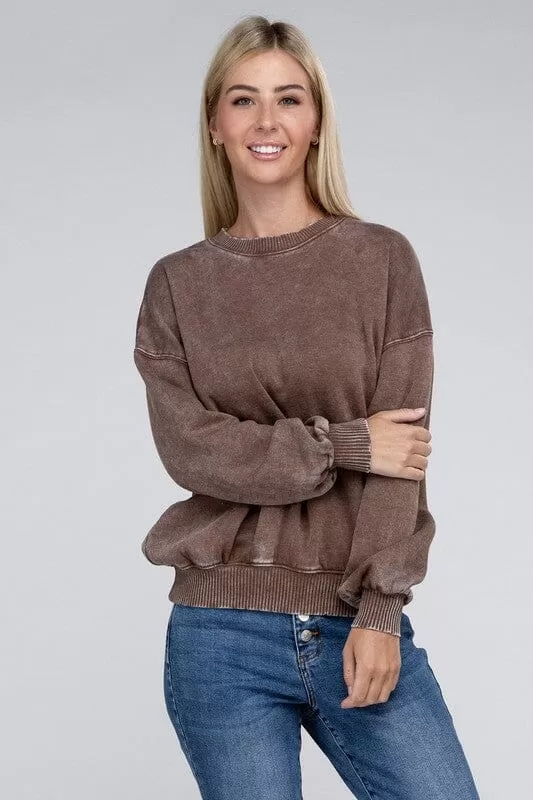 Acid Wash Fleece Oversized Pullover