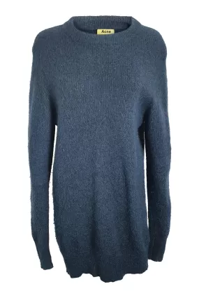 ACNE STUDIOS Blue Mohair Wool Blend Visa Jumper Dress (L)