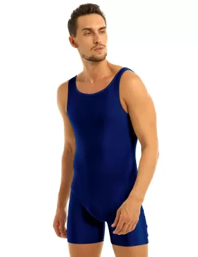 Adam Ballet Dance Shimmer Lycra Unitard Shorts for Men and Older Boys.  Available in Black, Navy and Gray