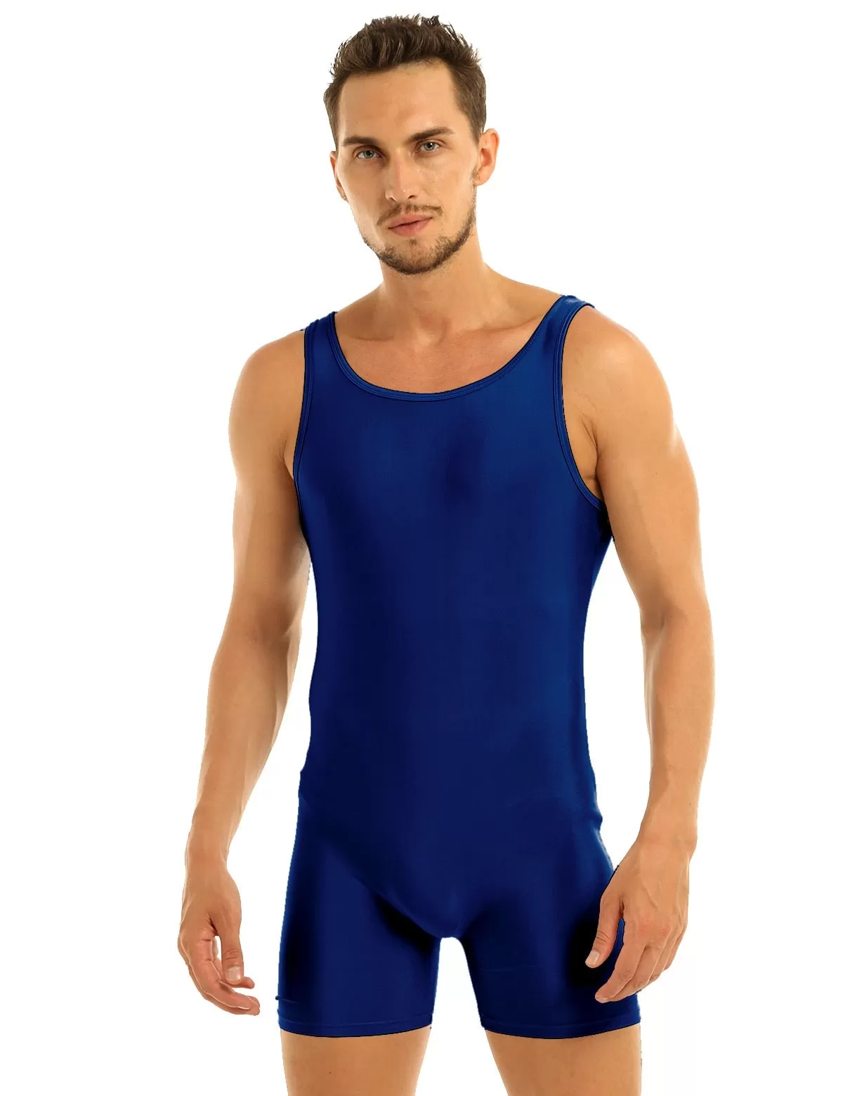 Adam Ballet Dance Shimmer Lycra Unitard Shorts for Men and Older Boys.  Available in Black, Navy and Gray