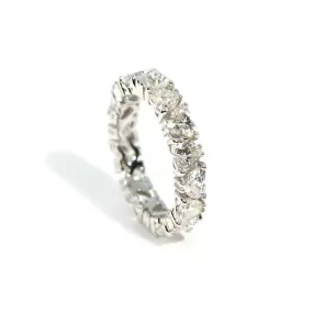 AFJ Diamond Collection - Eternity Band Ring with Heart Diamonds 3.57 carats, 18k White Gold