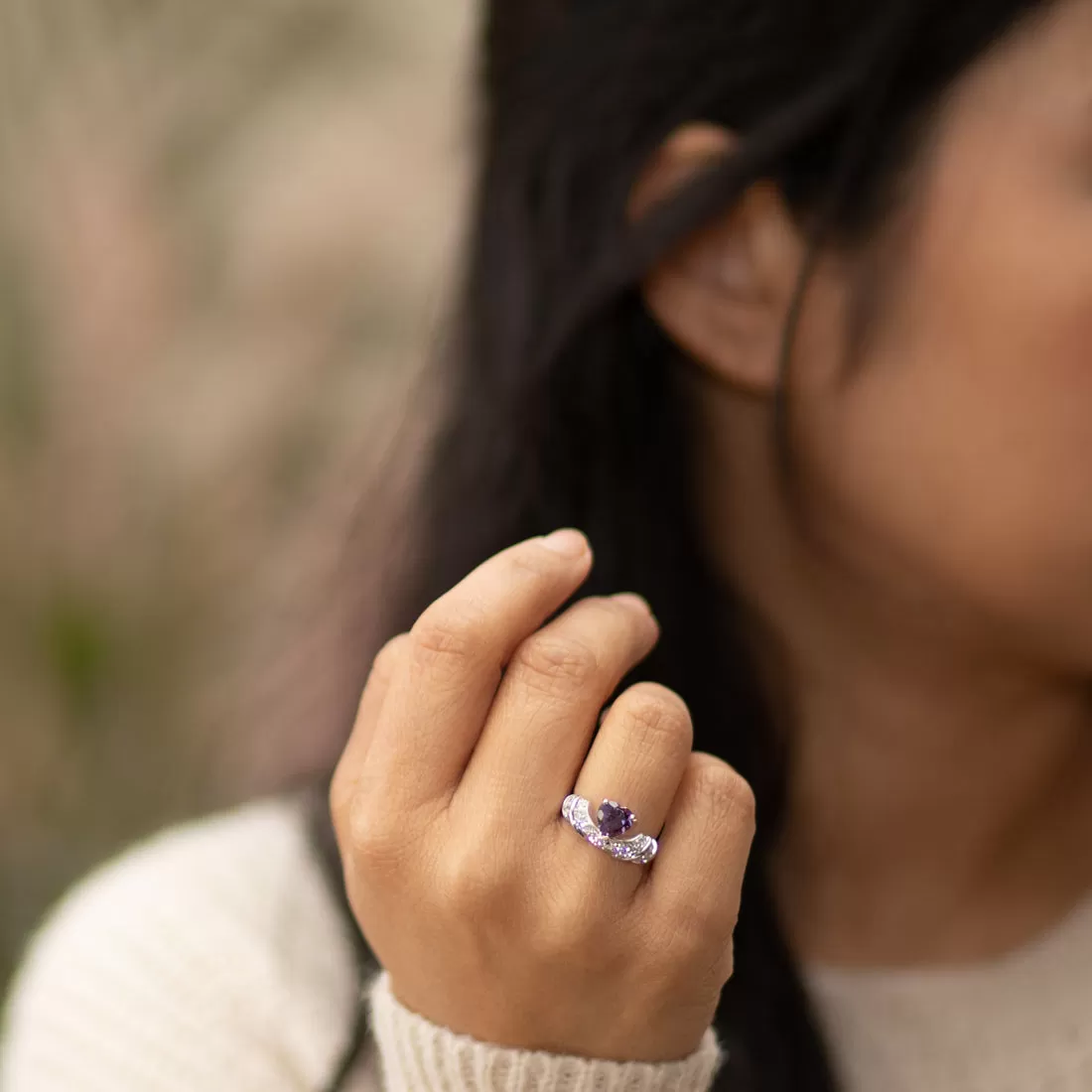 Alexandrite Heart Shape Sterling Silver Ring Size 5