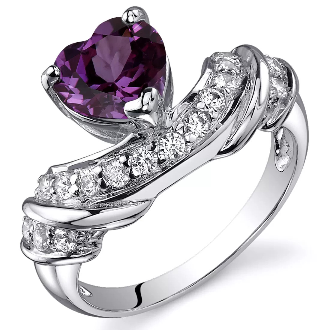 Alexandrite Heart Shape Sterling Silver Ring Size 5