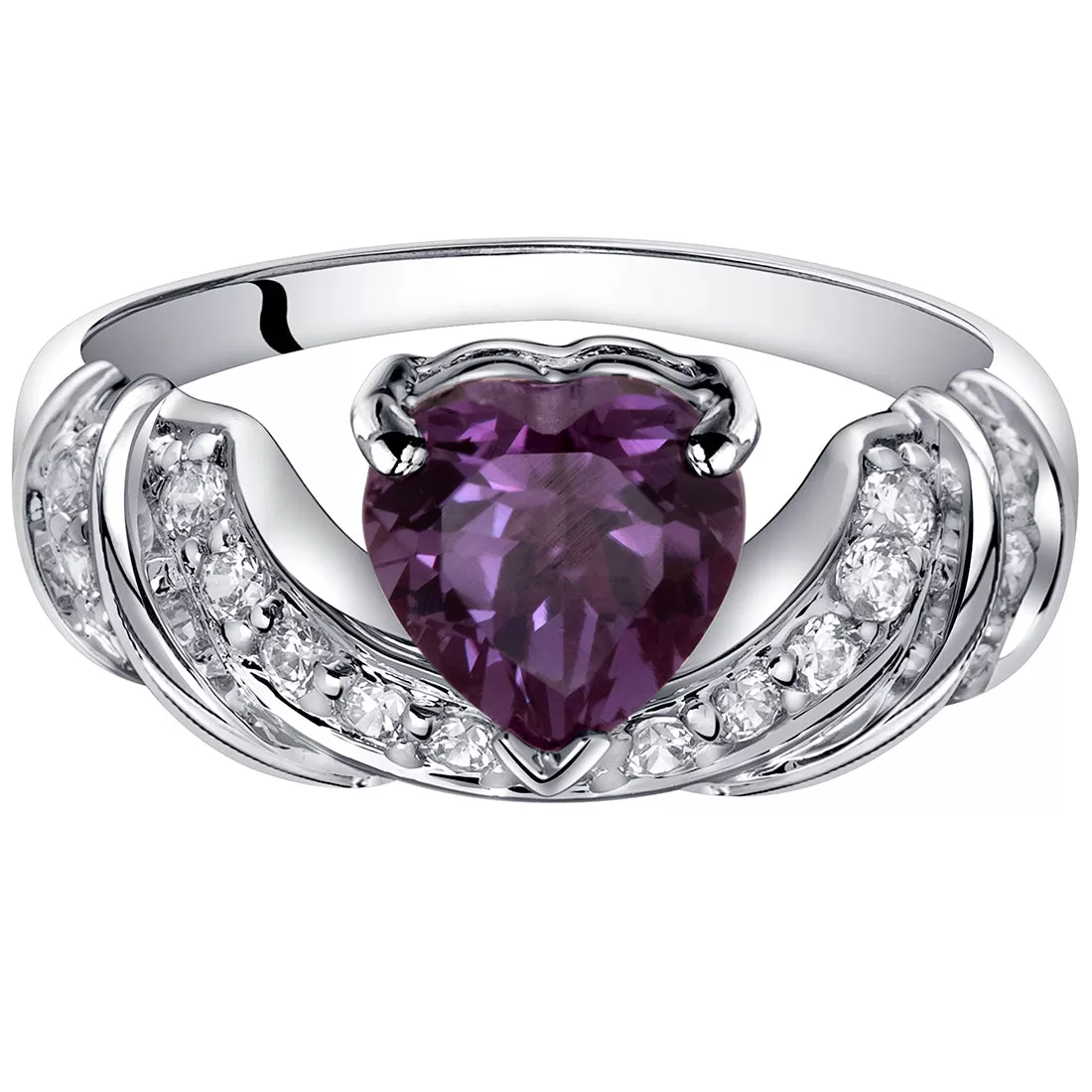 Alexandrite Heart Shape Sterling Silver Ring Size 5