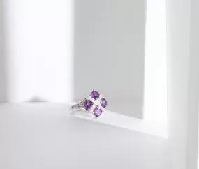 Amethyst Cushion Cut Sterling Silver Ring Size 6