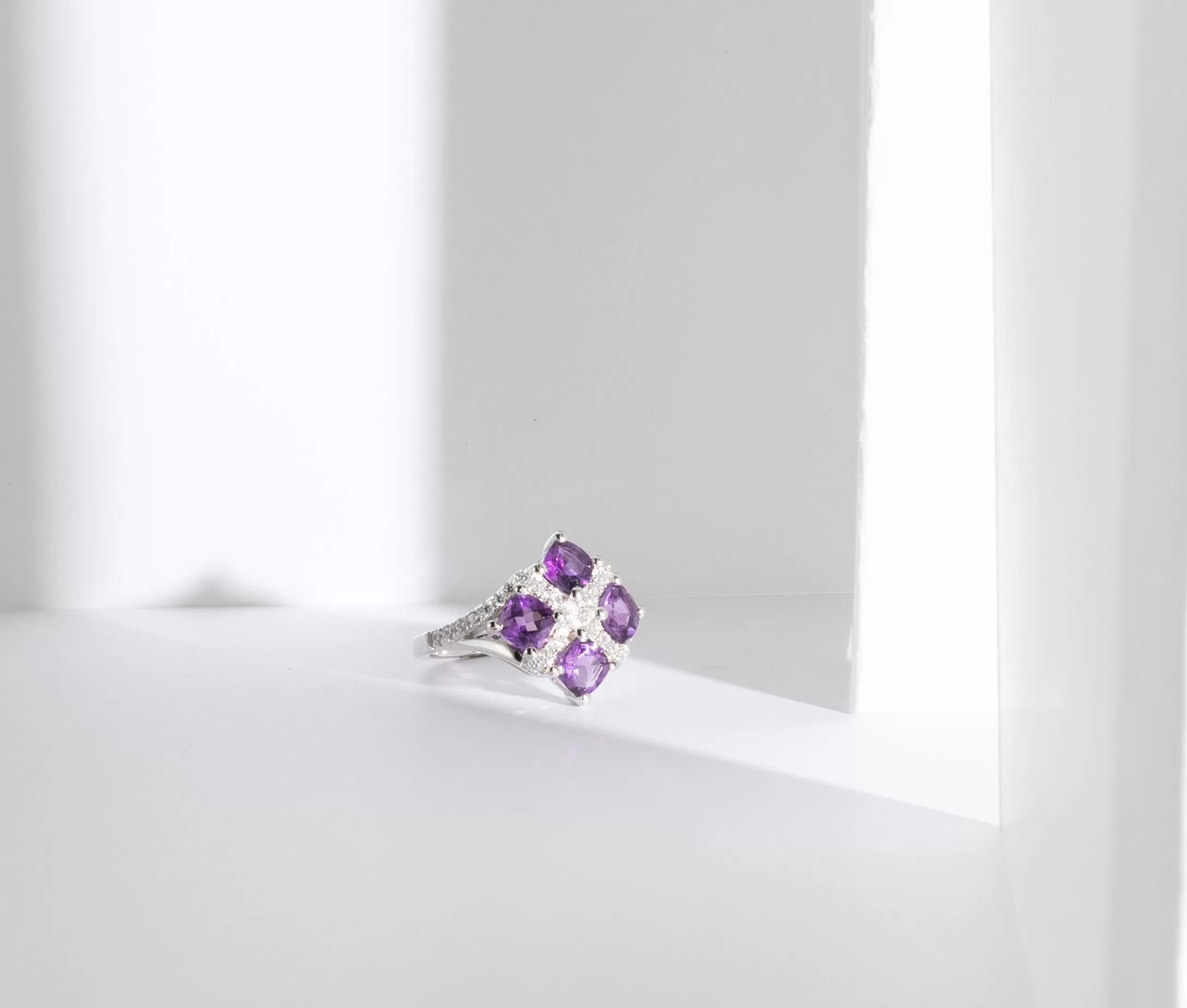 Amethyst Cushion Cut Sterling Silver Ring Size 6