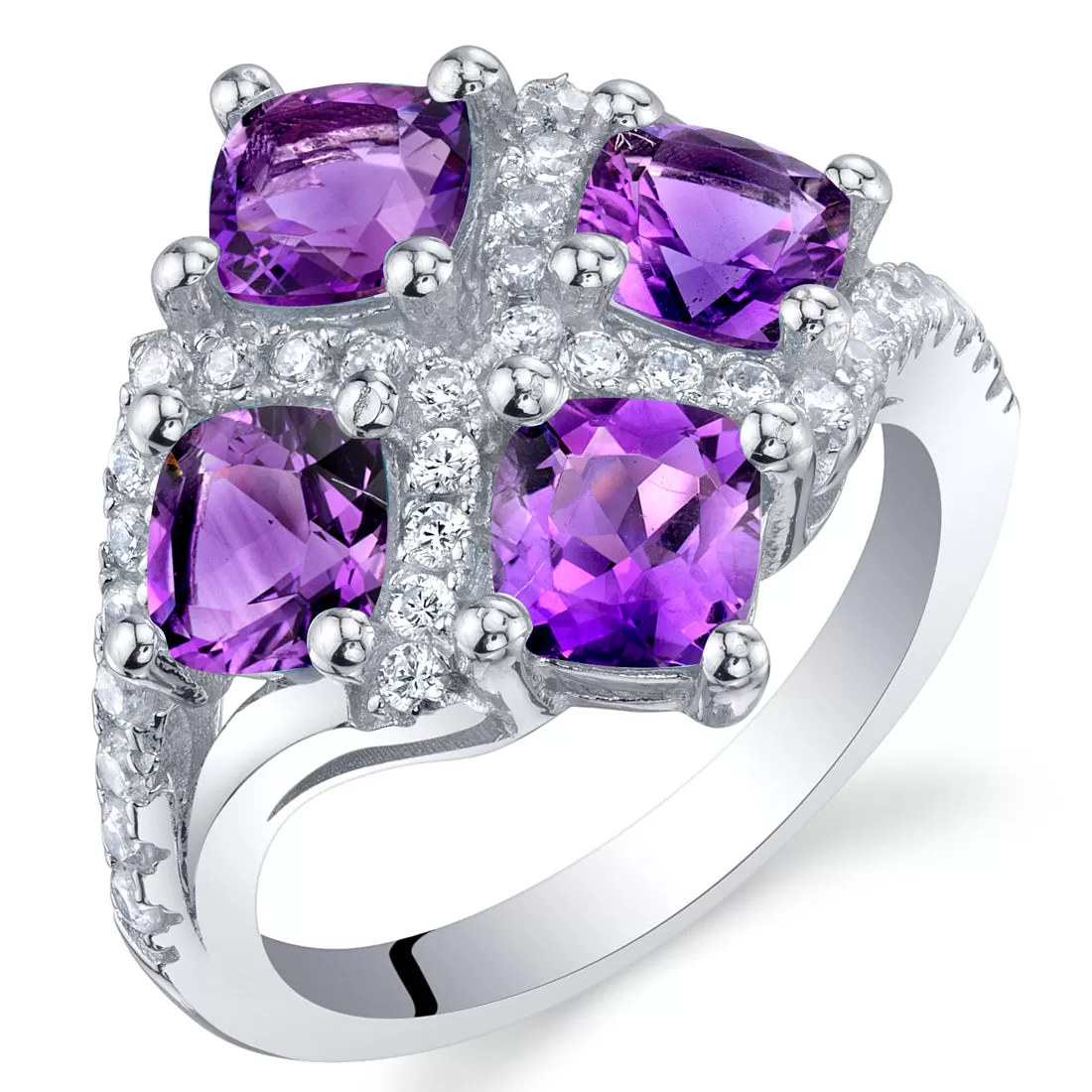 Amethyst Cushion Cut Sterling Silver Ring Size 6