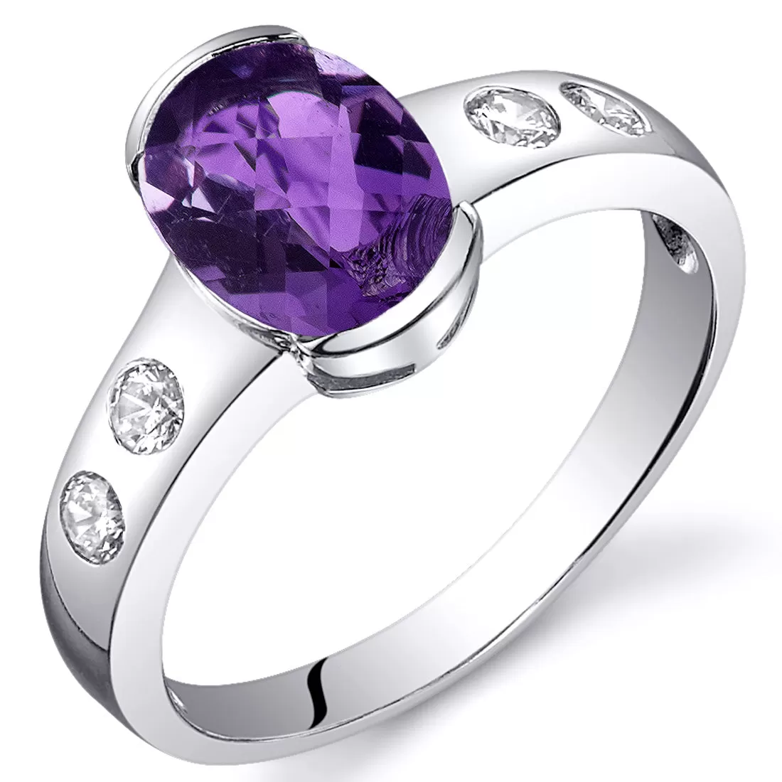 Amethyst Oval Cut Sterling Silver Ring Size 8