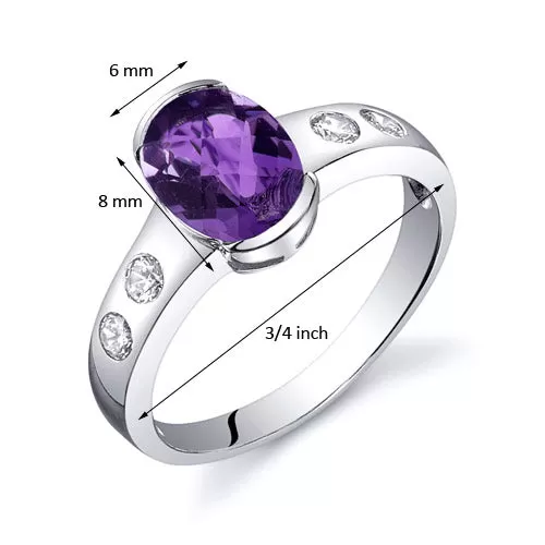 Amethyst Oval Cut Sterling Silver Ring Size 8