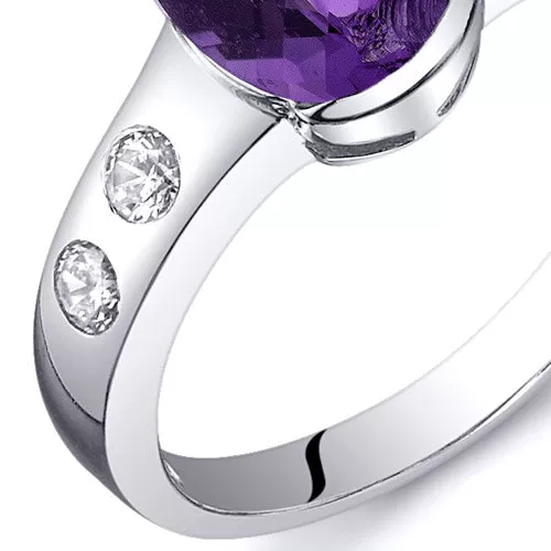 Amethyst Oval Cut Sterling Silver Ring Size 8