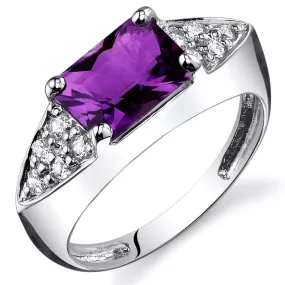 Amethyst Radiant Cut Sterling Silver Ring Size 7