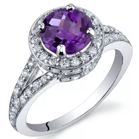 Amethyst Round Cut Sterling Silver Ring Size 6