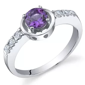 Amethyst Round Cut Sterling Silver Ring Size 9