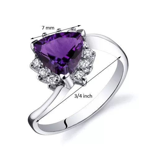 Amethyst Trillion Sterling Silver Ring Size 5