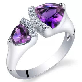 Amethyst Trillion Sterling Silver Ring Size 6