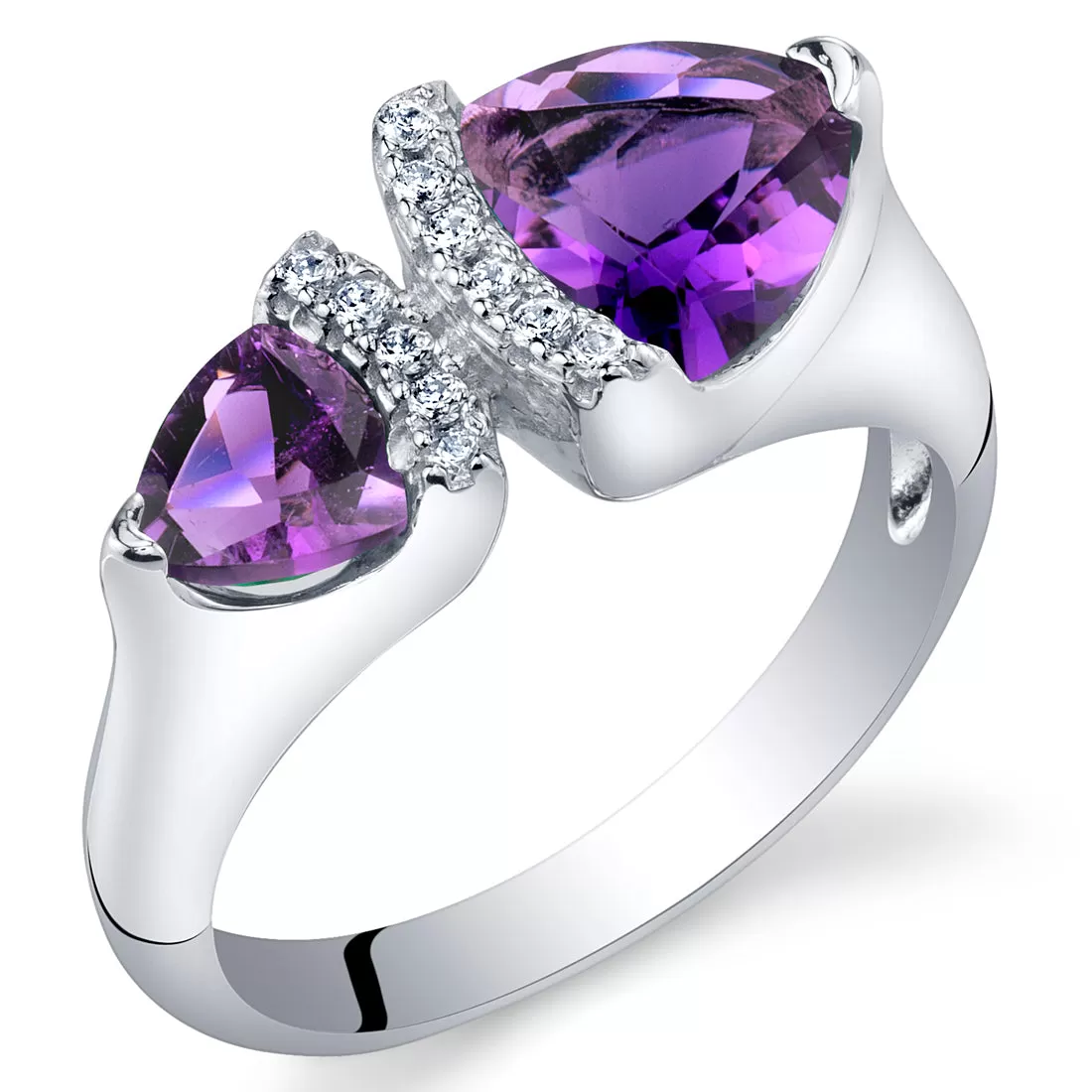 Amethyst Trillion Sterling Silver Ring Size 6