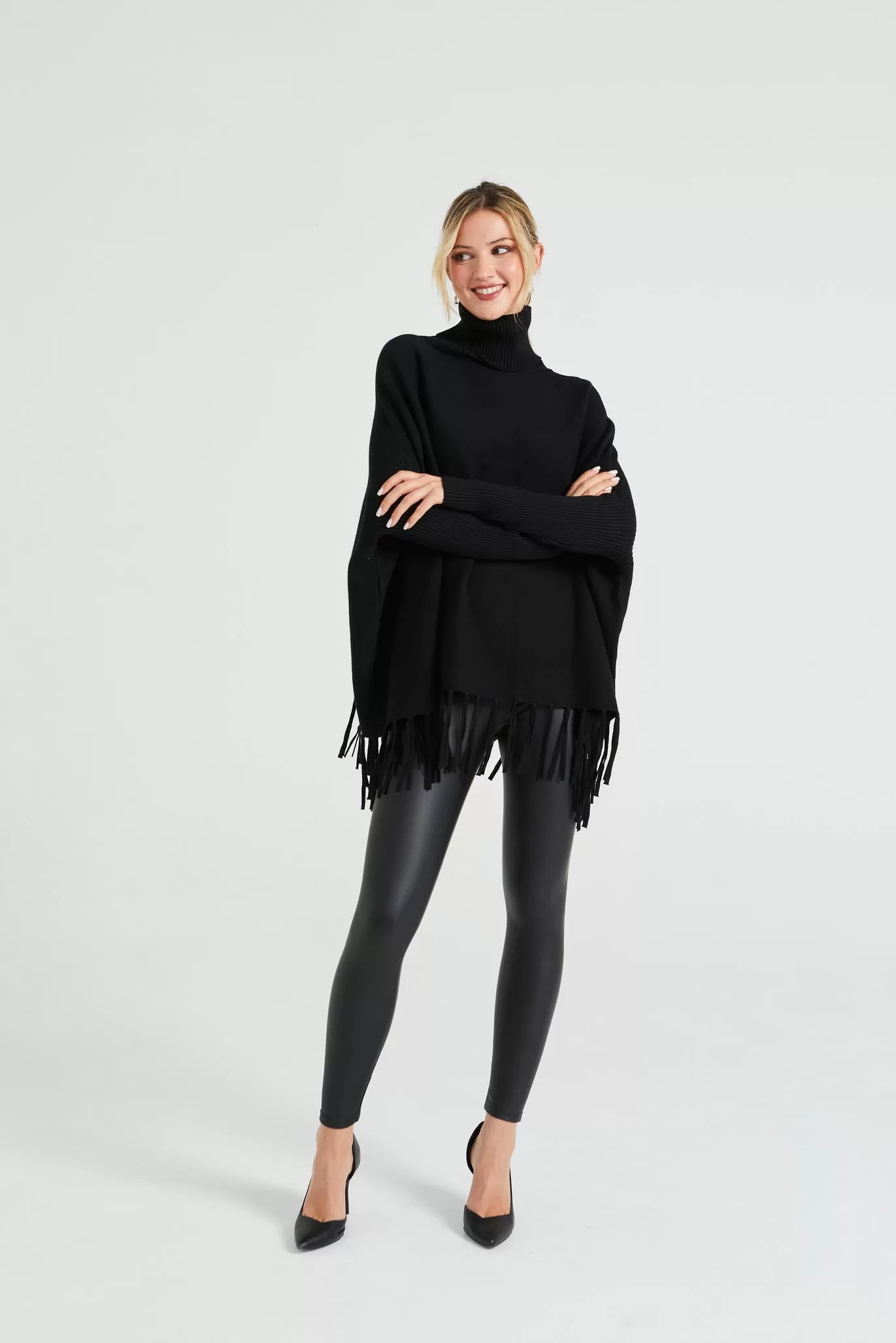 Angeleye High Neck Oversized Jumper With Tassled Hem