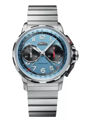 Angelus Chronodate Titanium Storm Blue on Bracelet | LE25