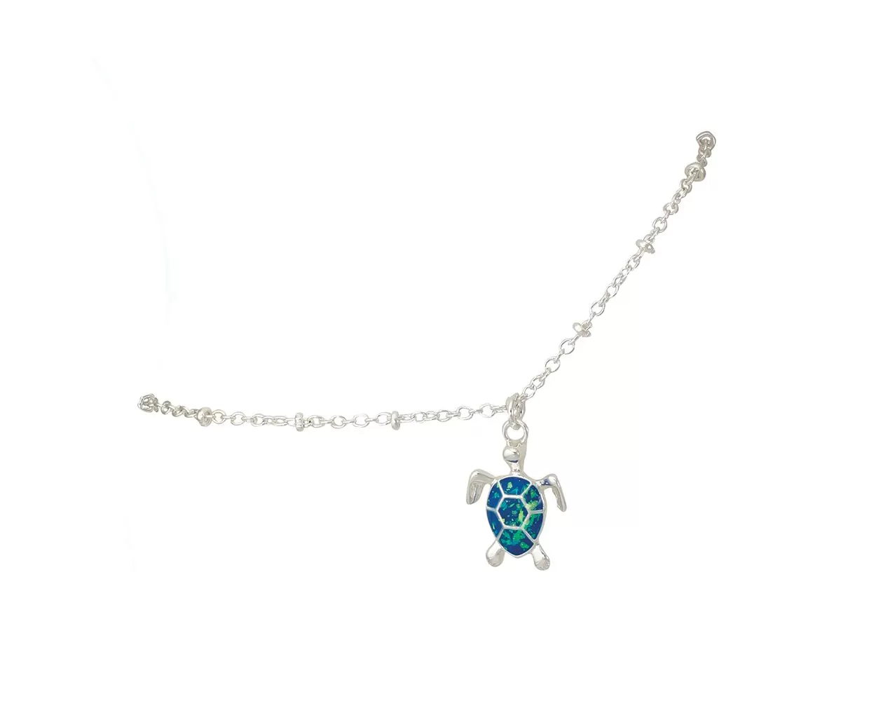 Anklet-Blue Glitter Turtle