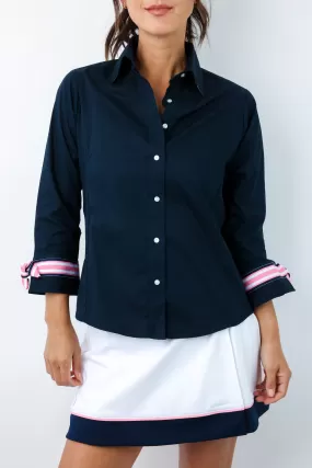 Ann 3/4 Sleeve Ribbon Tie Shirt