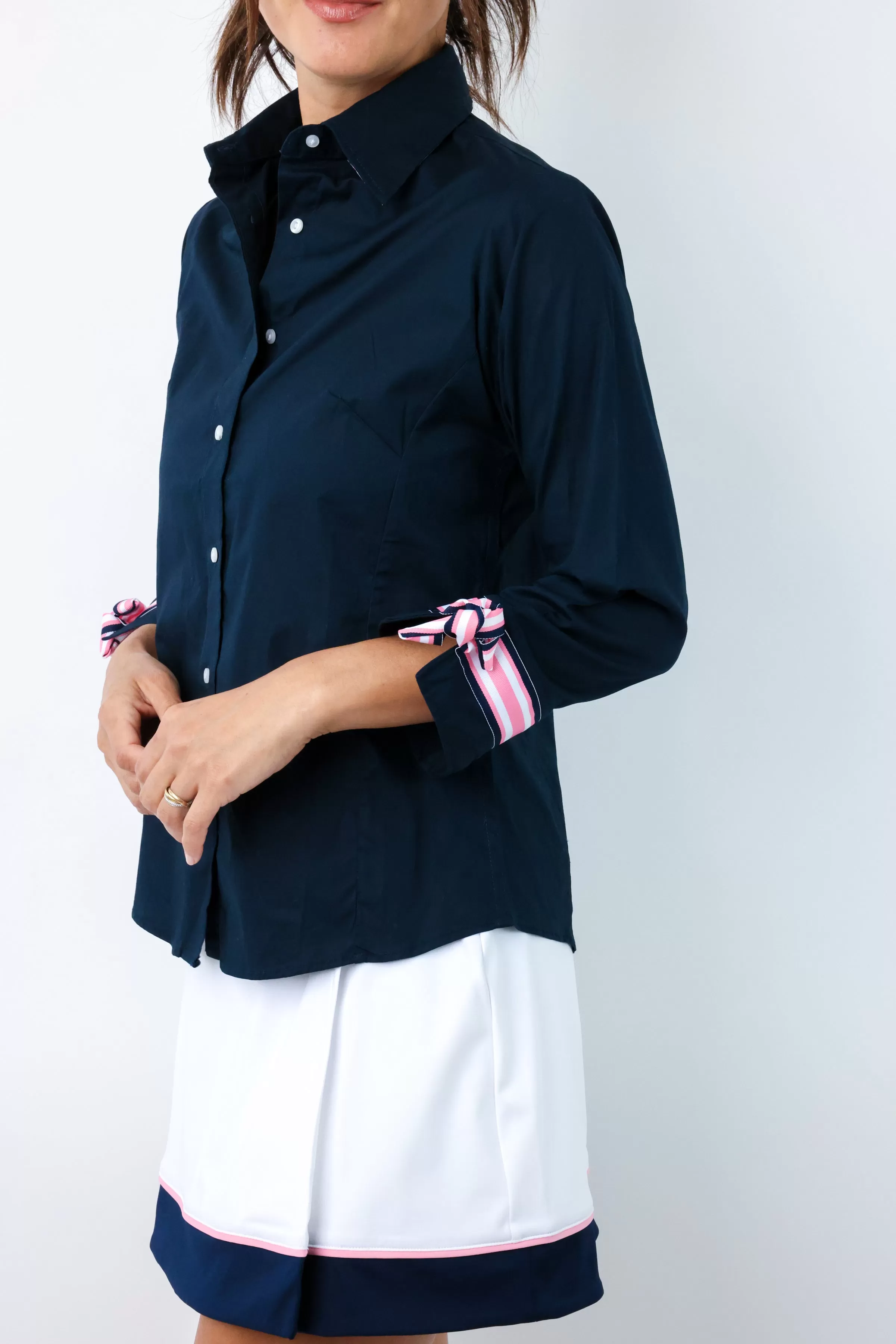 Ann 3/4 Sleeve Ribbon Tie Shirt