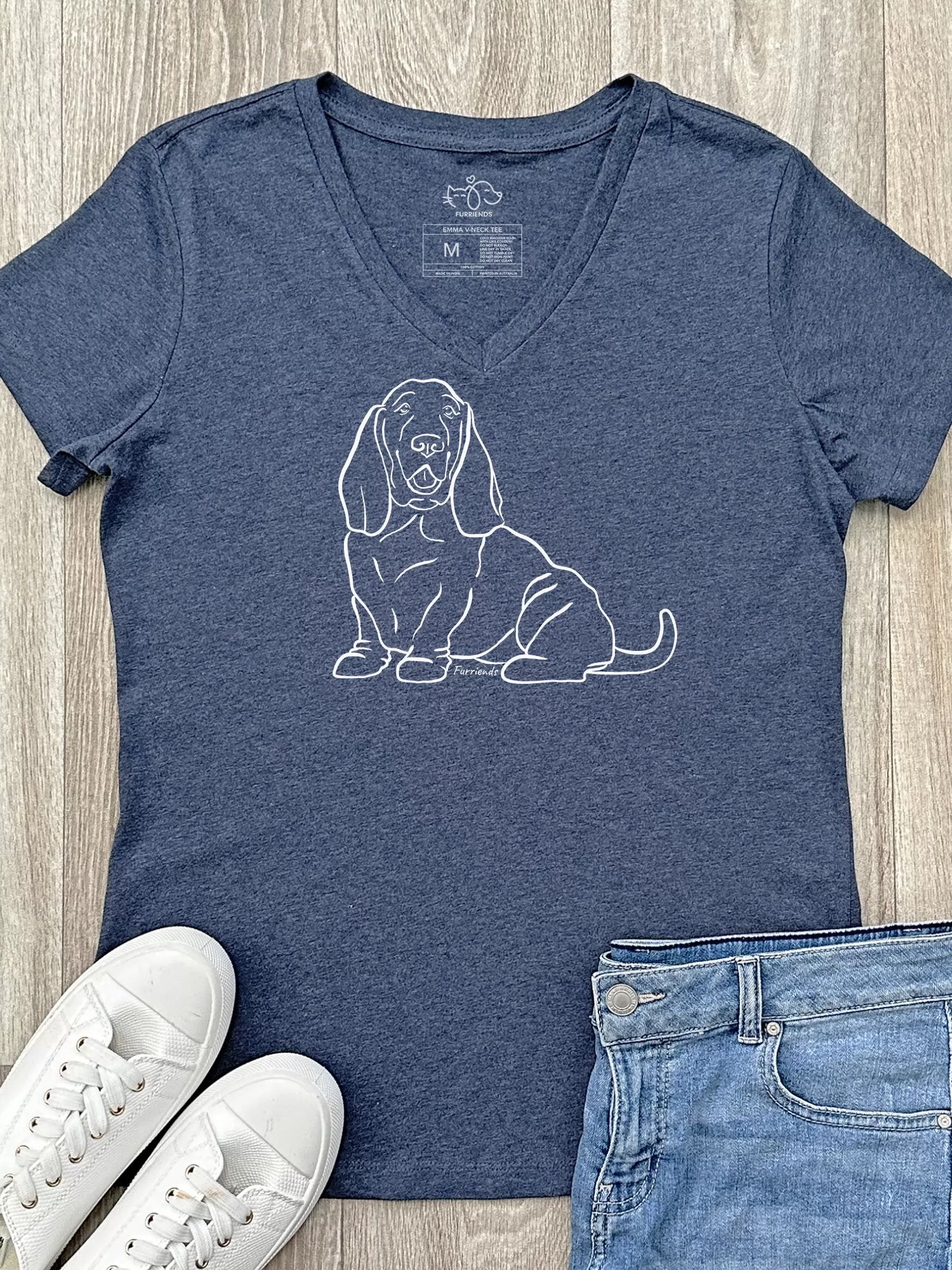 Basset Hound Emma V-Neck Tee