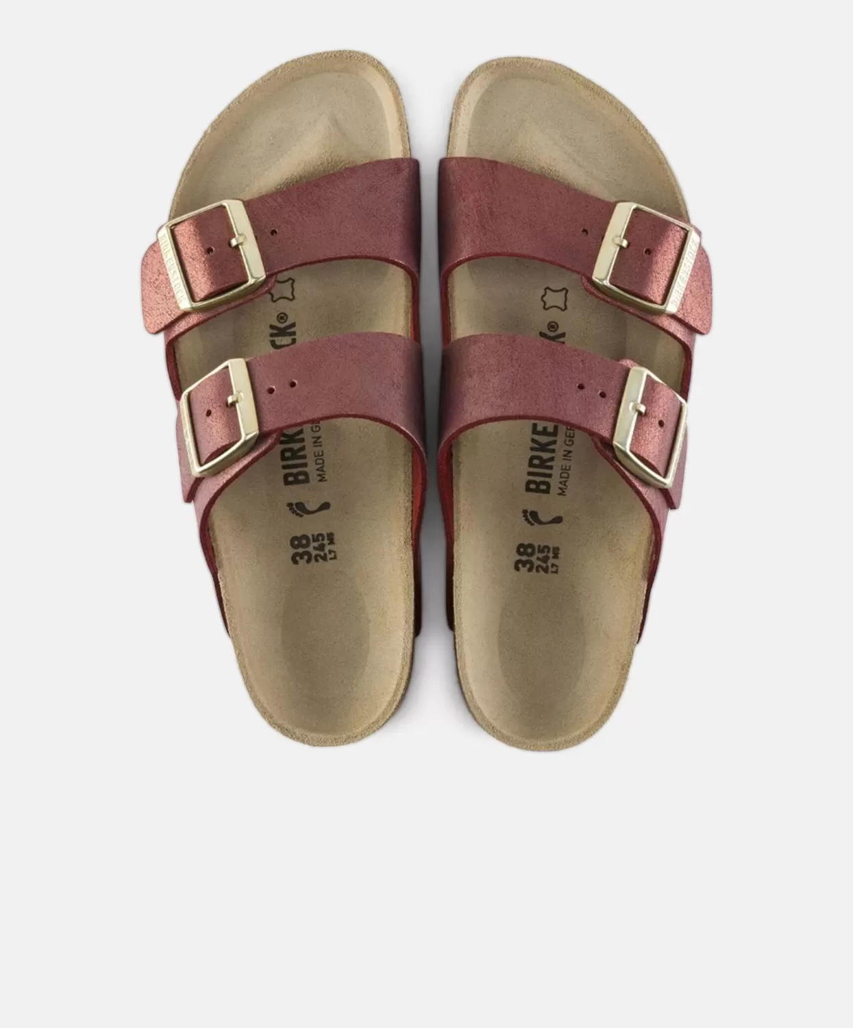 Birkenstock Arizona Leather Washed Metallic Port Sandals