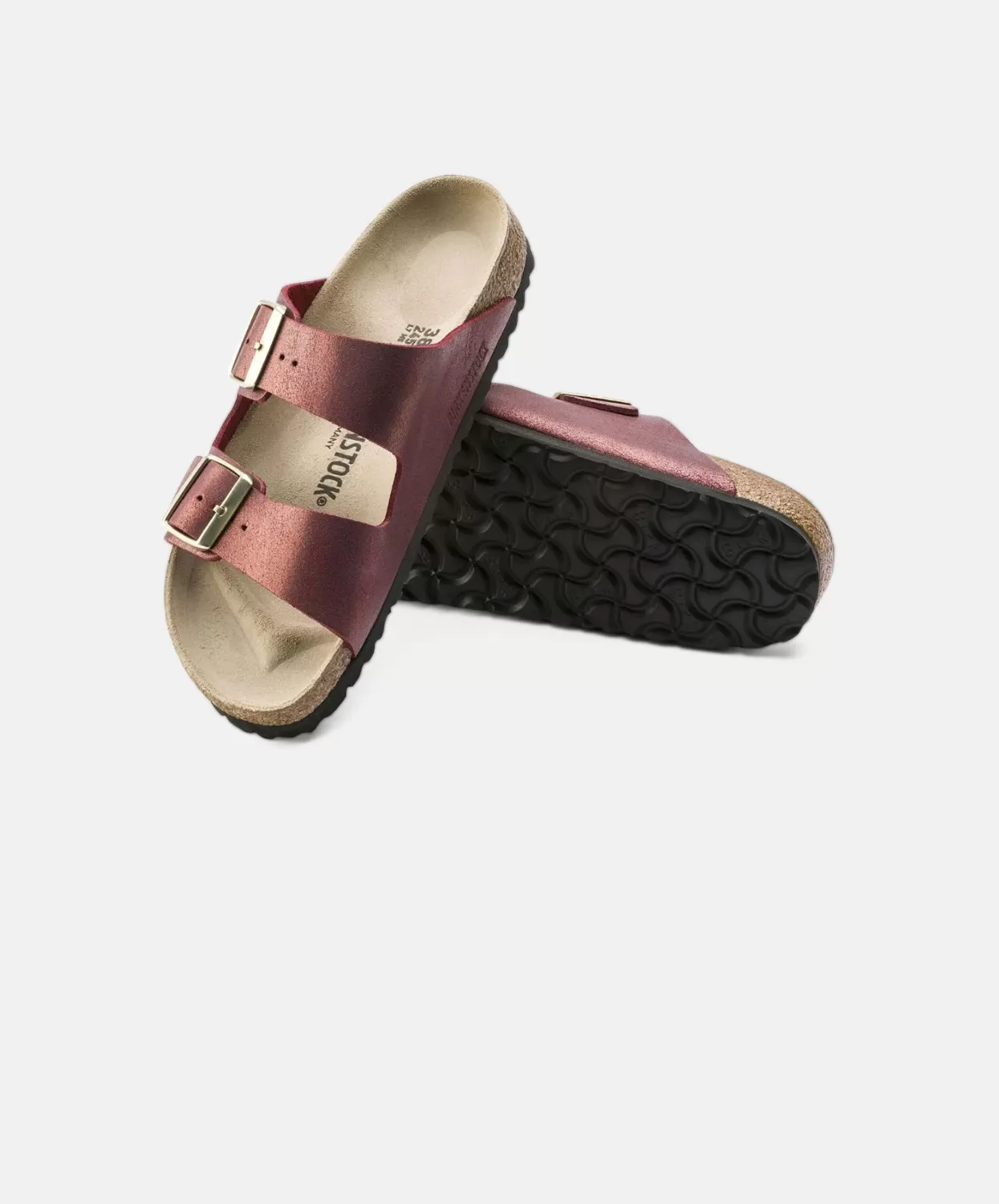 Birkenstock Arizona Leather Washed Metallic Port Sandals