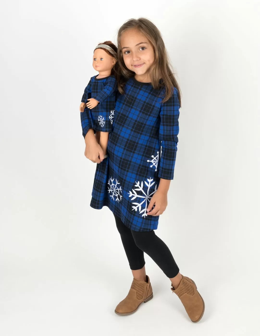 Black & Navy Plaid Matching Family Pajama Set