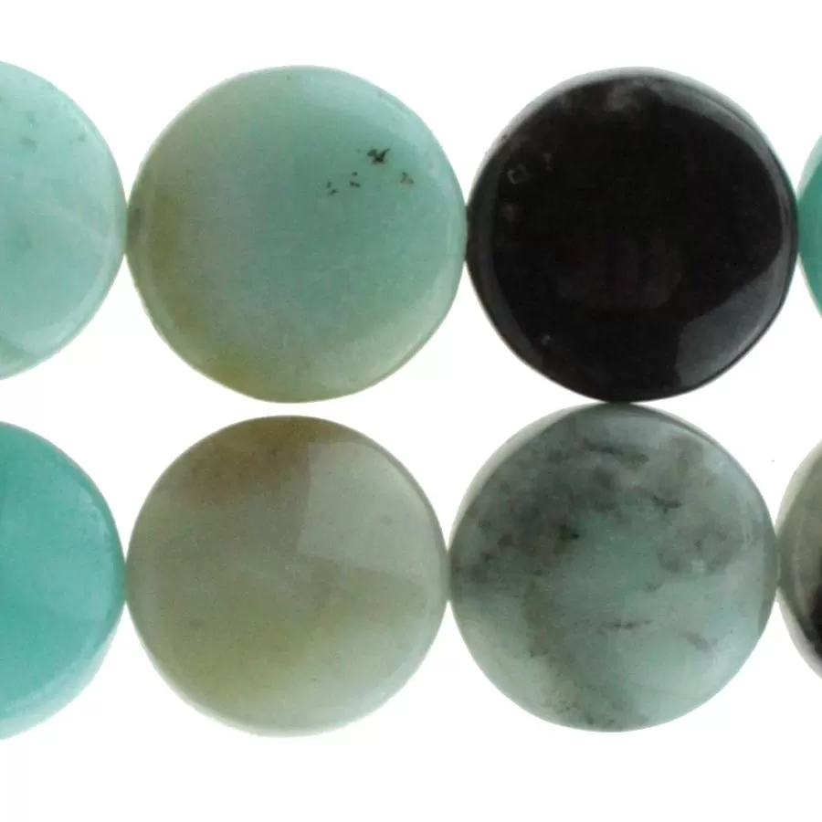 Black Gold Amazonite 12mm Coin 8-Inch