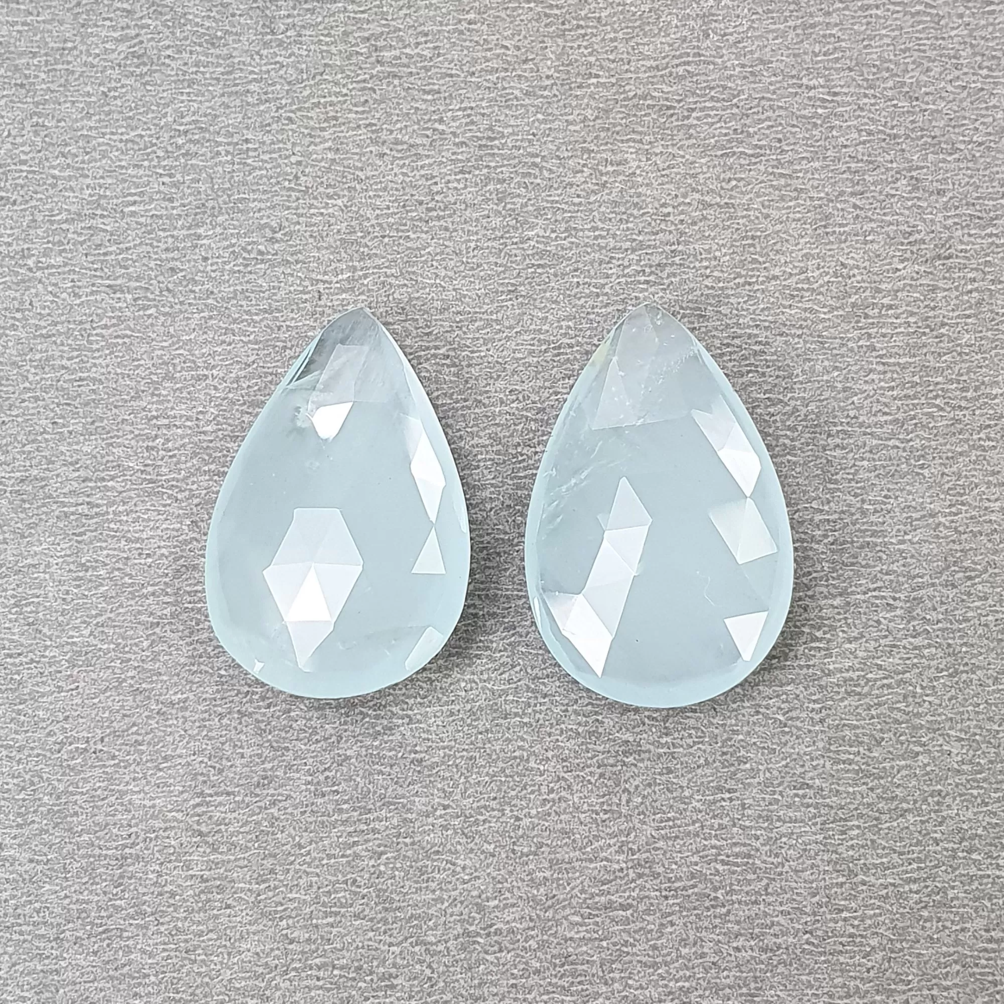 BLUE AQUAMARINE Gemstone Rose Cut : 43.00cts Natural Untreated Aqua Pear Shape Briolette 28*18mm - 29*18mm 2pcs