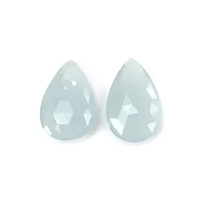 BLUE AQUAMARINE Gemstone Rose Cut : 43.00cts Natural Untreated Aqua Pear Shape Briolette 28*18mm - 29*18mm 2pcs