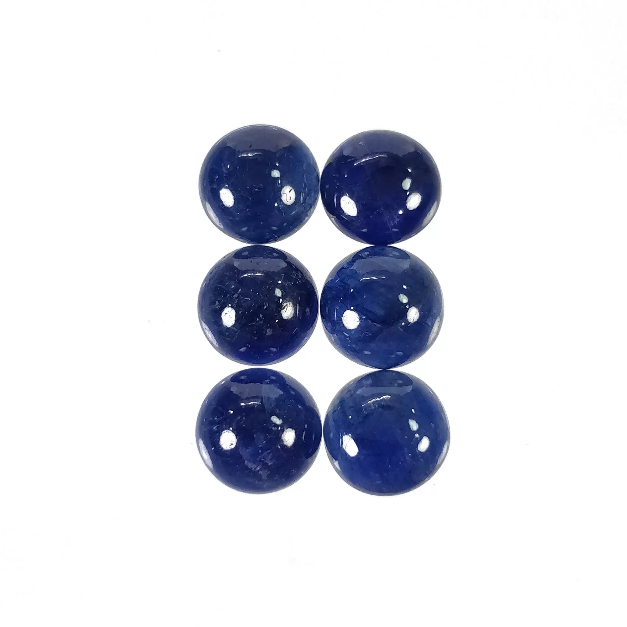 BLUE SAPPHIRE Gemstone Cabochon : 20.50cts Natural Untreated Unheated Sapphire Round Shape 9mm 6pc